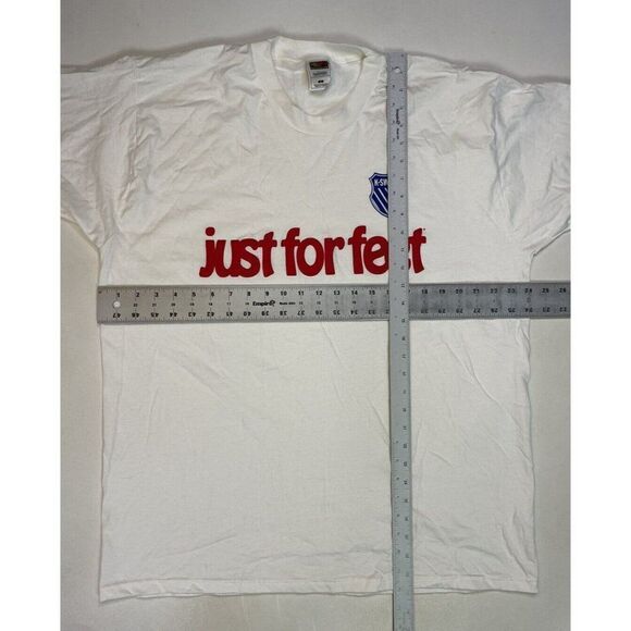 VINTAGE Just For Feet Promo Graphic T-shirt Men XL White Short Sleeve - Picture 5 of 5